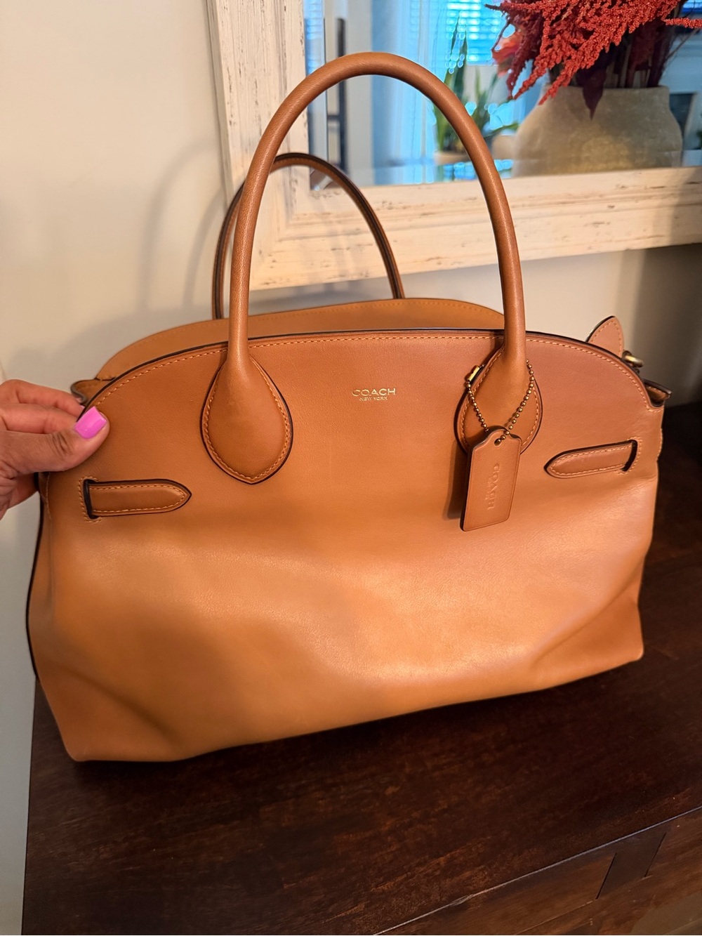 Coach Leather Satchel Handbag - Tan/Honey - Picture 5 of 16